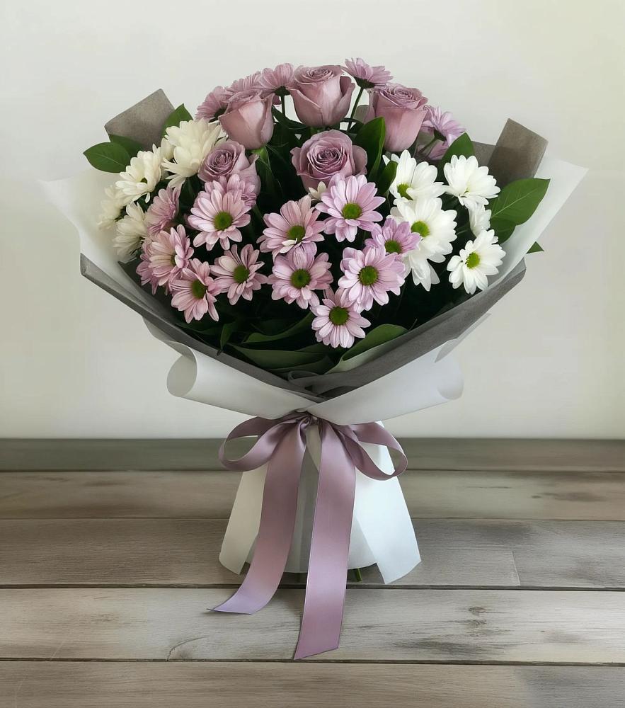 Букет цветов из: Хризантемы и Розы в Бугуруслане