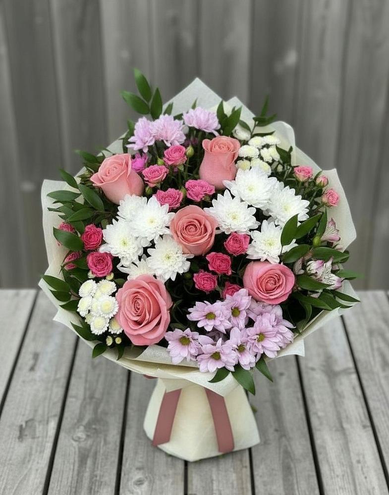Букет цветов из: Альстромерии, Гвоздики, Розы и Хризантемы в Бугуруслане