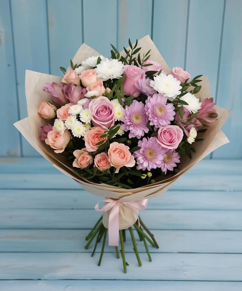 Букет цветов из: Хризантемы, Розы и Альстромерии в Бугуруслане