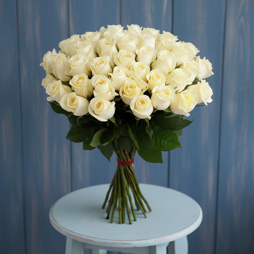 Букет 51 Белая роза Эдлесс Лав в Бугуруслане
