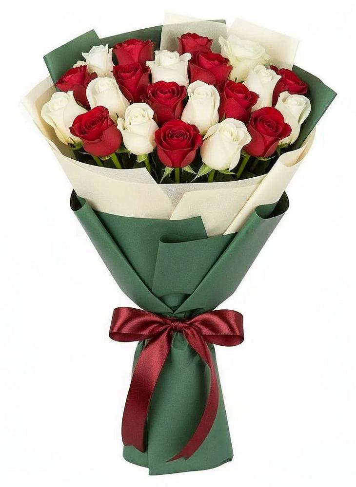 Букет Микс из красных и белых роз в Бугуруслане