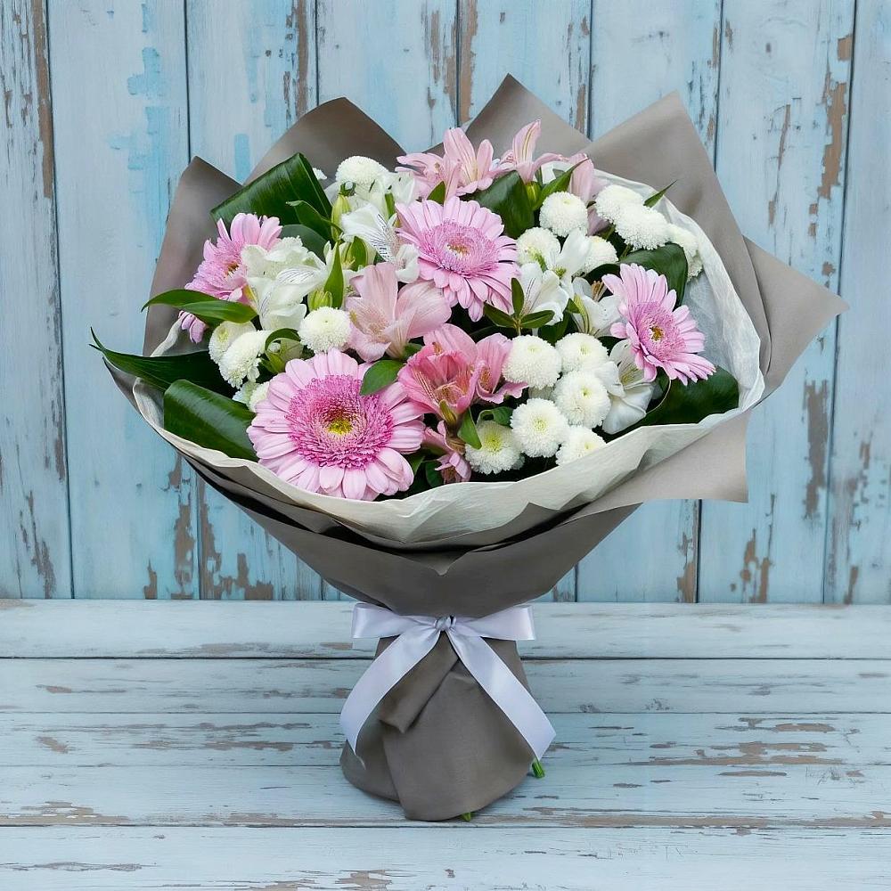 Букет цветов из: Герберы, Альстромерии и Хризантемы в Бугуруслане