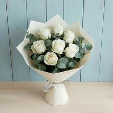 Букет Белые розы в Эвкалипте в Бугуруслане