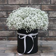 Цветочная композиция из Гипсофила в шляпной коробке в Бугуруслане