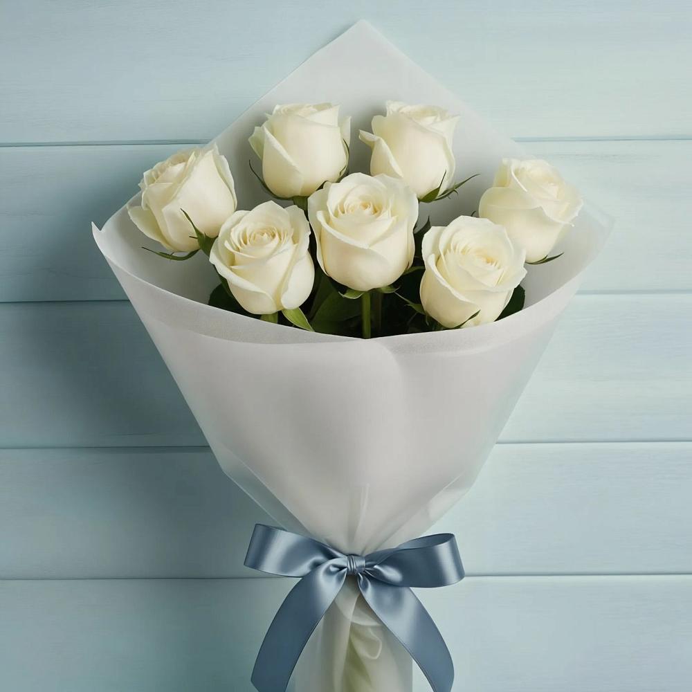 Букет 7 Белых роз Эдлесс Лав в Бугуруслане